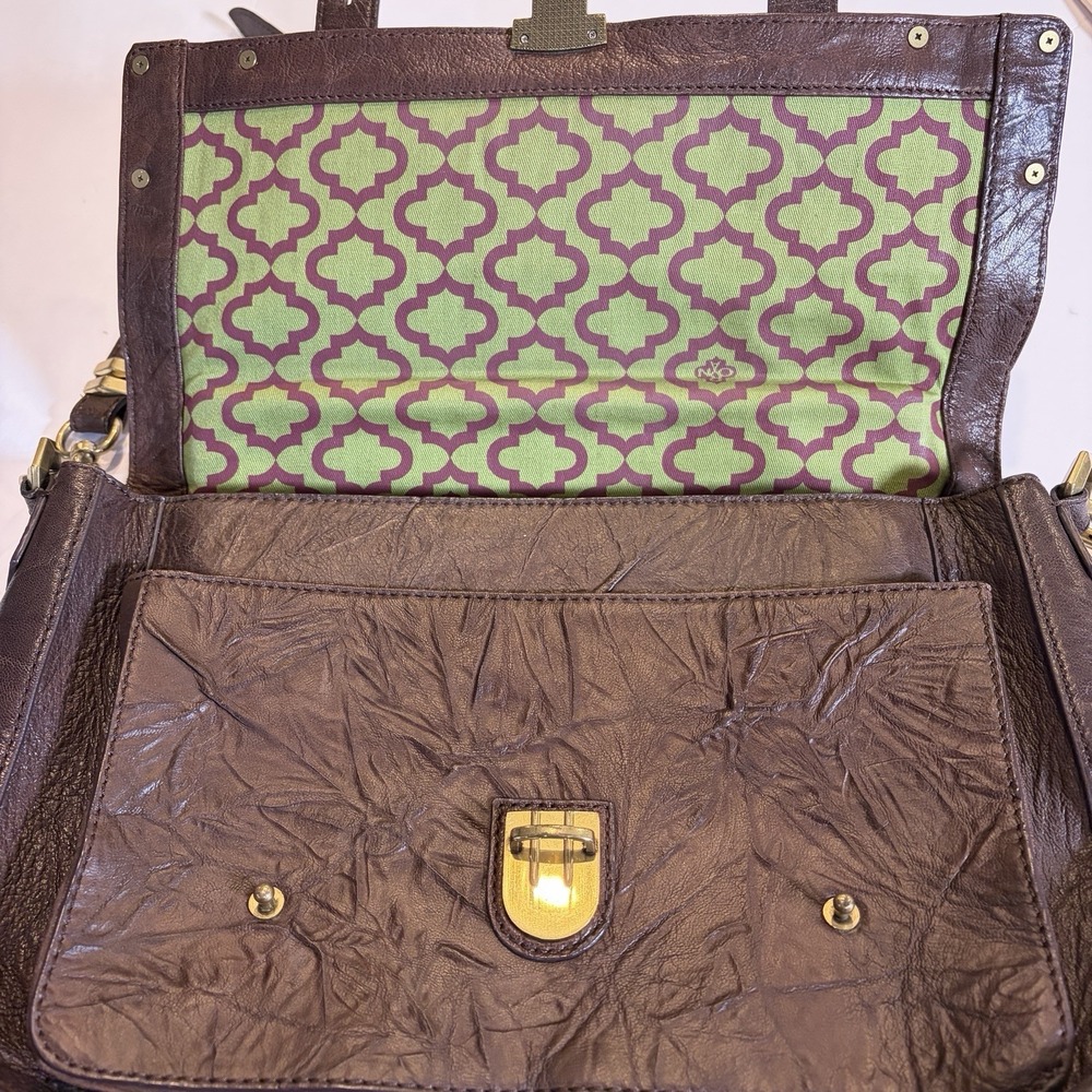 ORYANI Large Flap Satchel Brown Briefcase Messenger Crossbody Bag Leather - Picture 11 of 16